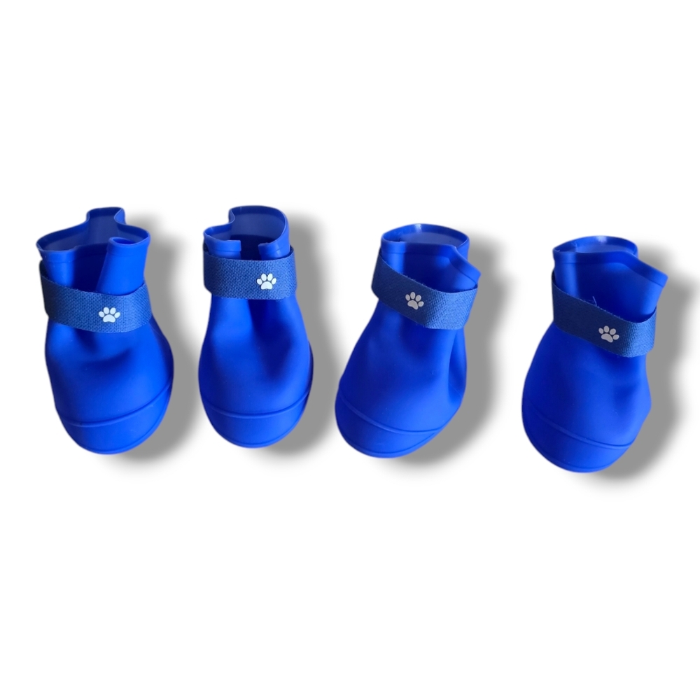 NWOT 🥀 PETSTORE Blue 4 PCS Waterproof Protective Silicone Dog Rain Boots - Picture 3 of 16